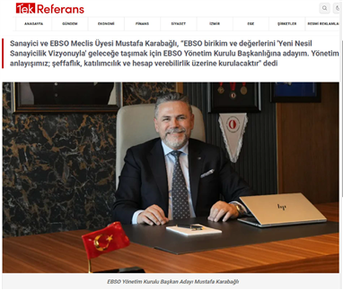 EBSO'da Karabağlı, 'Yeni Nesil Sanayicilik' vurgusuyla adaylığını açıkladı